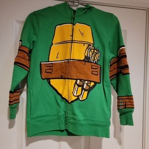 TMNT Hoodie With Turtle Mask Hood Teenage Mutant Ninja Turtles Zipper w/ Mask